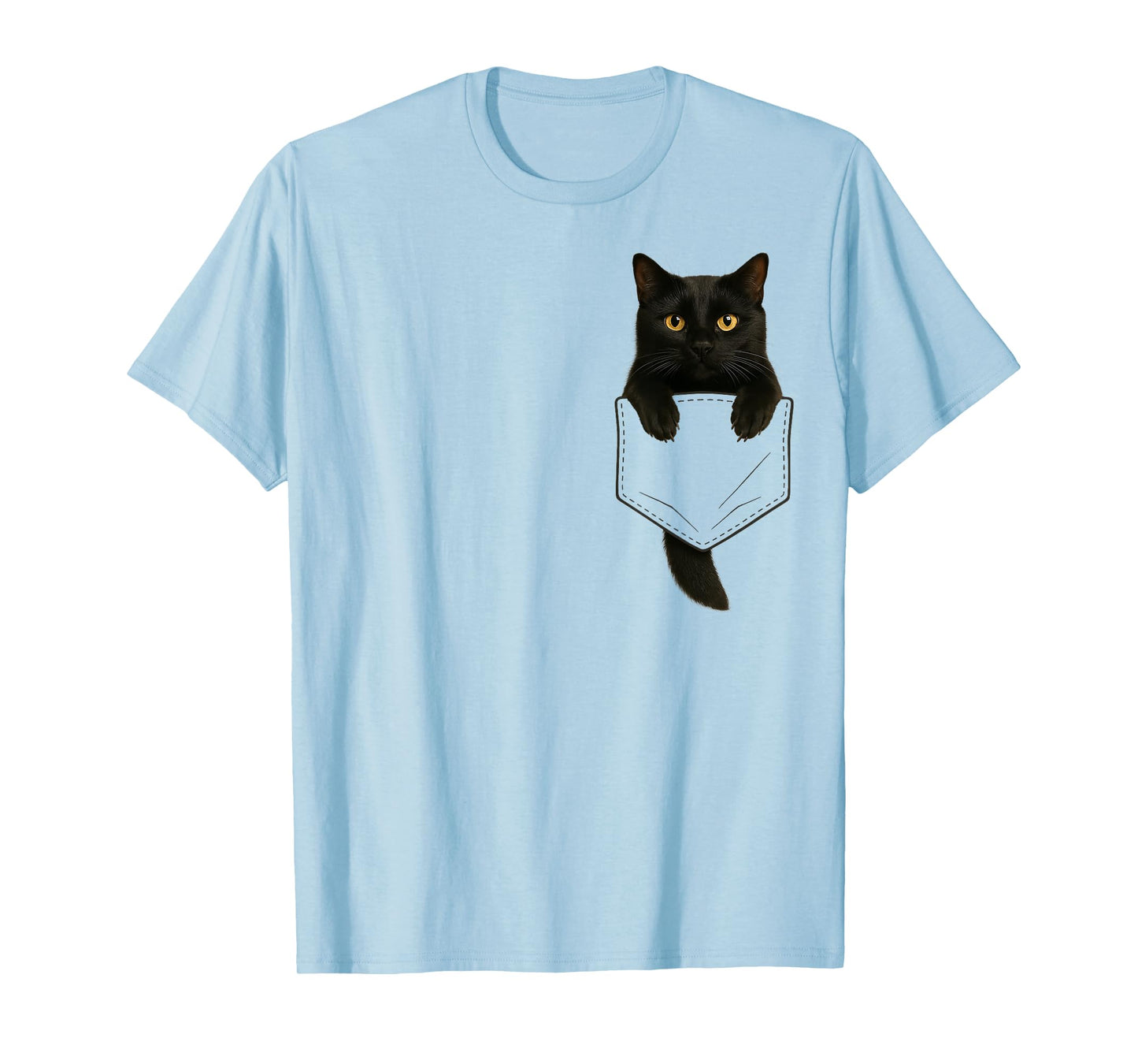 Cute Black Cat Pocket Funny Gifts Cat Mom Cat Dad Cat Lover T-Shirt