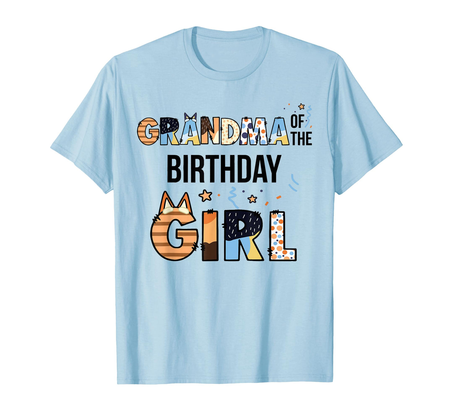 Grandma Of The Birthday Girl Party Blue Dog Lover Matching T-Shirt