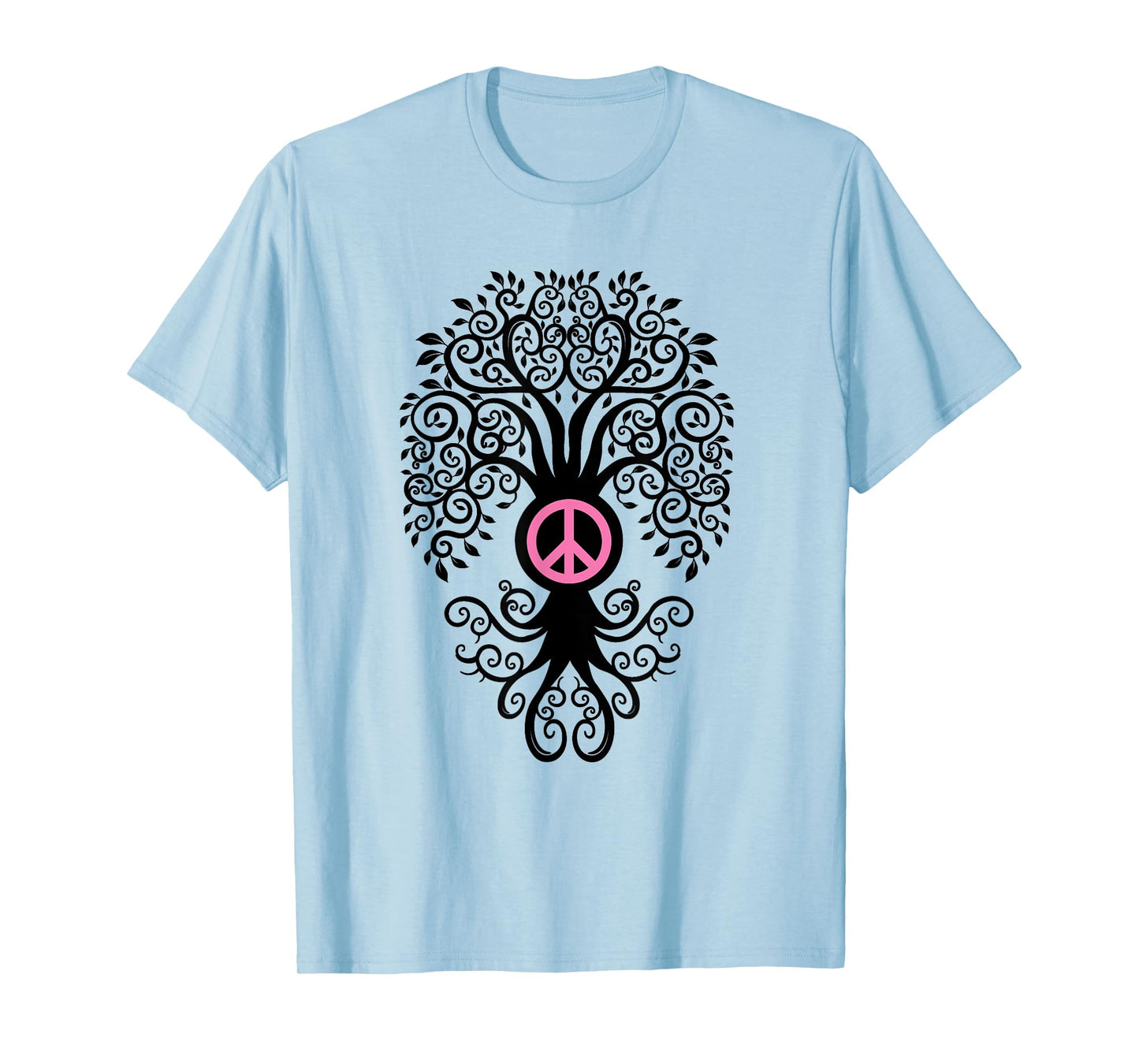 Bodhi Tree with Pink Peace Sign Yoga Tshirt T-Shirt
