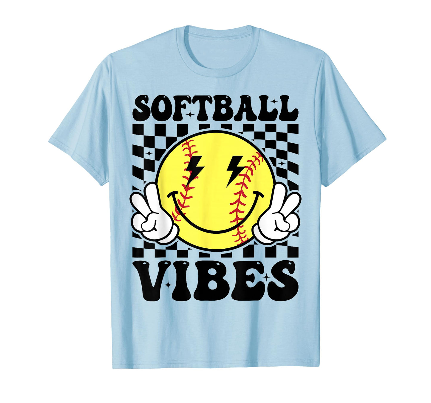 Softball Vibes Softball Retro Groovy Game Day Girls Women T-Shirt