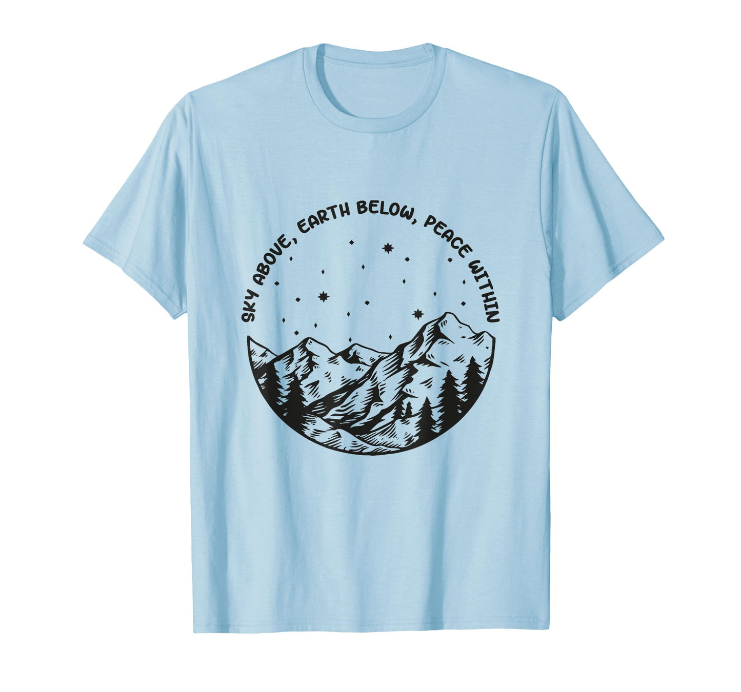 Sky Above Earth Below Peace Within Yoga Meditation T-Shirt