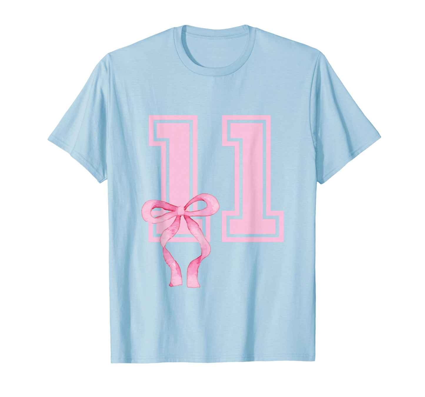 11 Year Old Birthday Girl Coquette Pink Bow Aesthetic T-Shirt