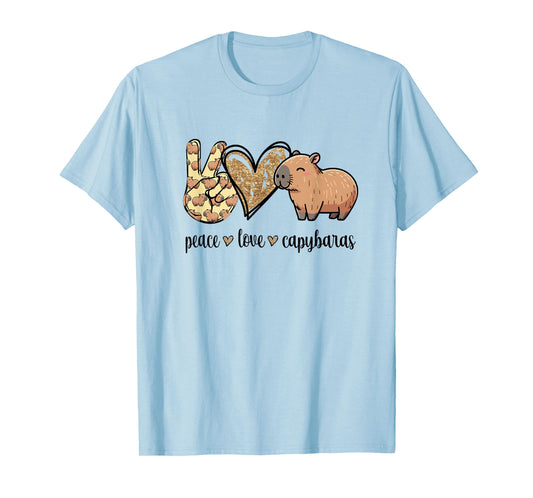 Kawaii Kids Peace Love Meme Lover Capybara T-Shirt
