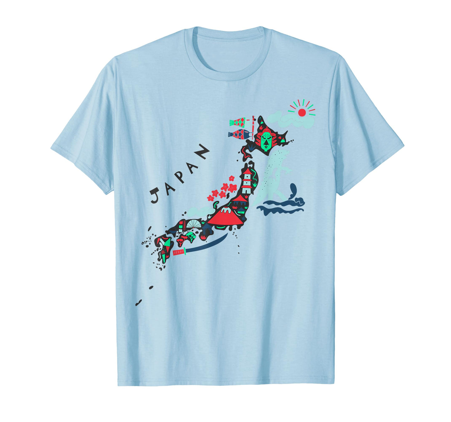 Travel Asia Japan Map Tokyo Japanese Vacation Souvenir Tee T-Shirt