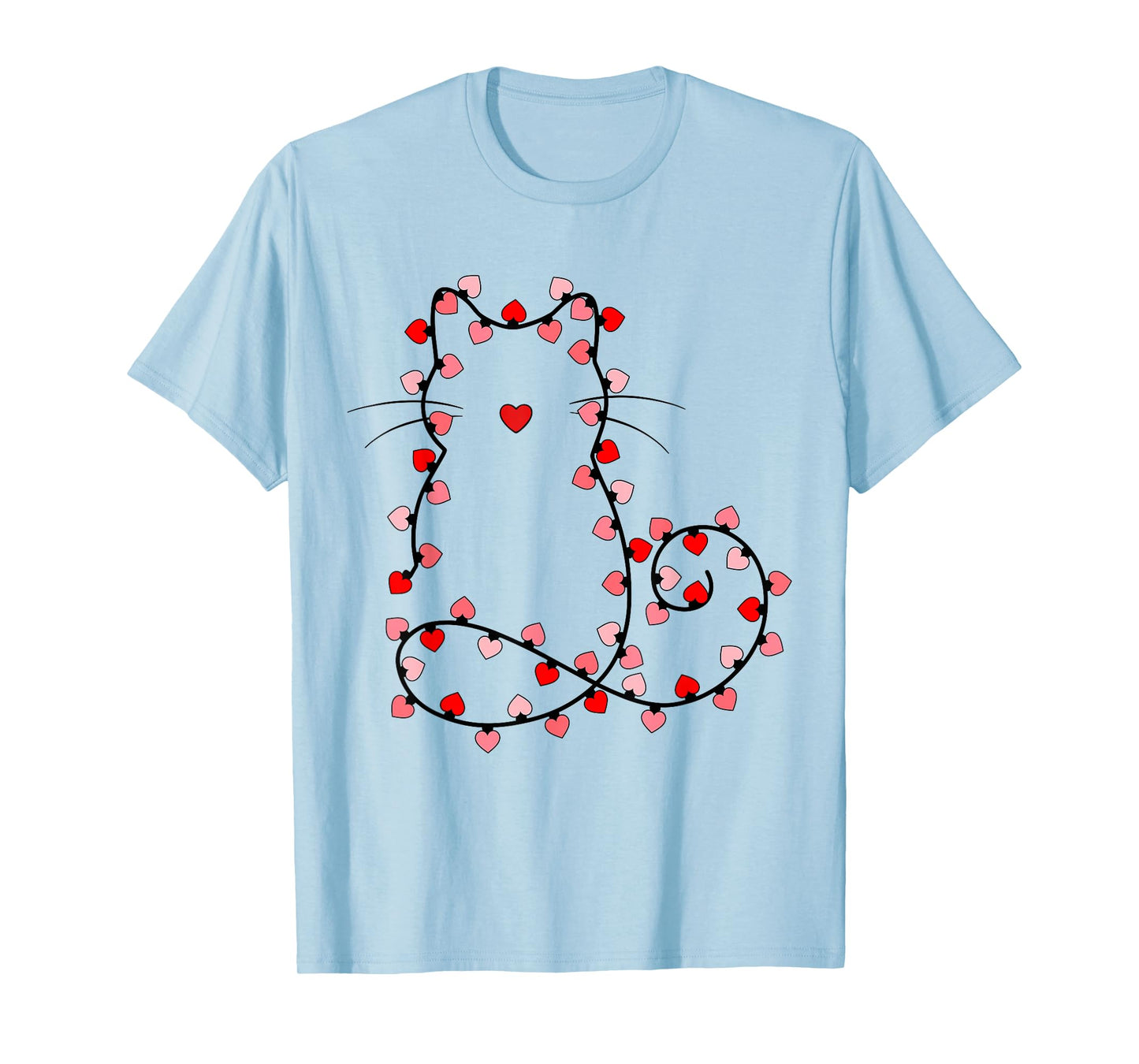 Cute Valentine Lights Cat Heart Love Valentines Day Girly T-Shirt
