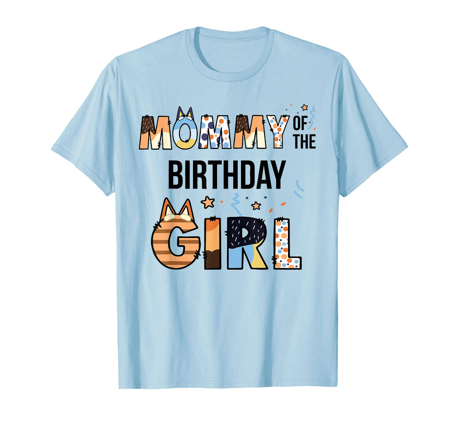 Mommy Of The Birthday Girl Party Blue Dog Lover Matching T-Shirt