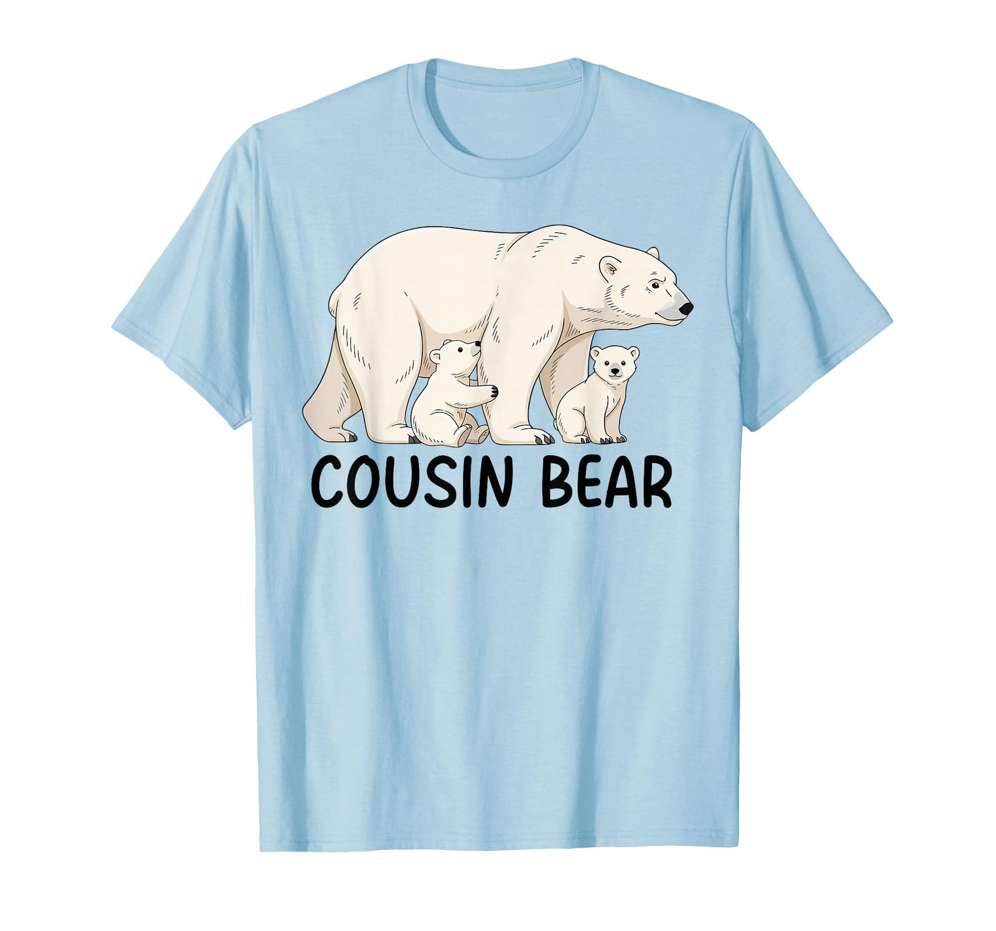Cousin Bear with Two Cubs Siblings Polar Bear Family T-Shirt