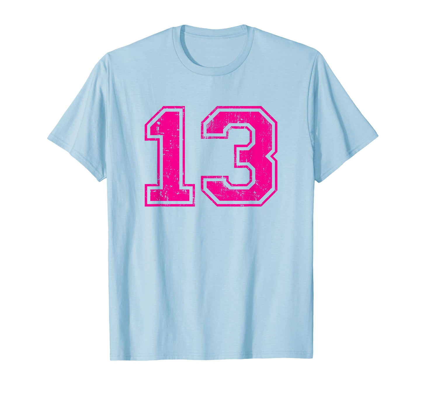 Number 13 Varsity Distressed Vintage Sport Team Player's T-Shirt