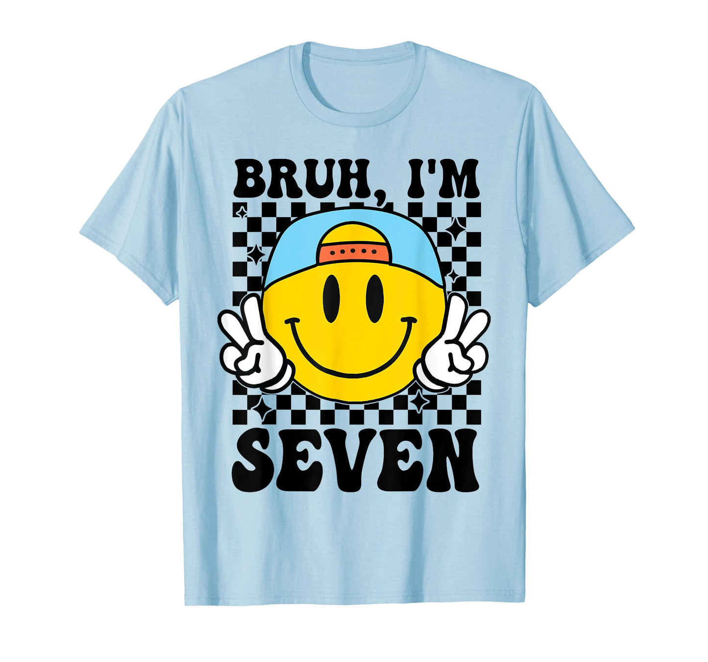 Bruh I'm Seven 7 7th Birthday Groovy Boys Girls 7 Years Old T-Shirt