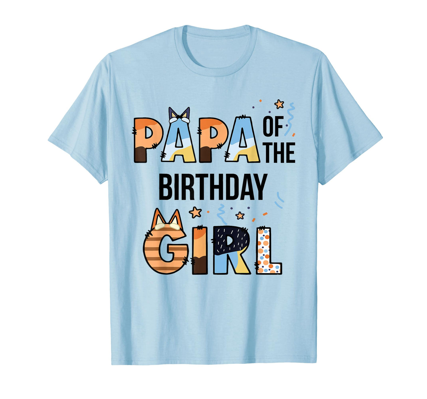 Papa Of The Birthday Girl Party Blue Dog Lover Matching T-Shirt