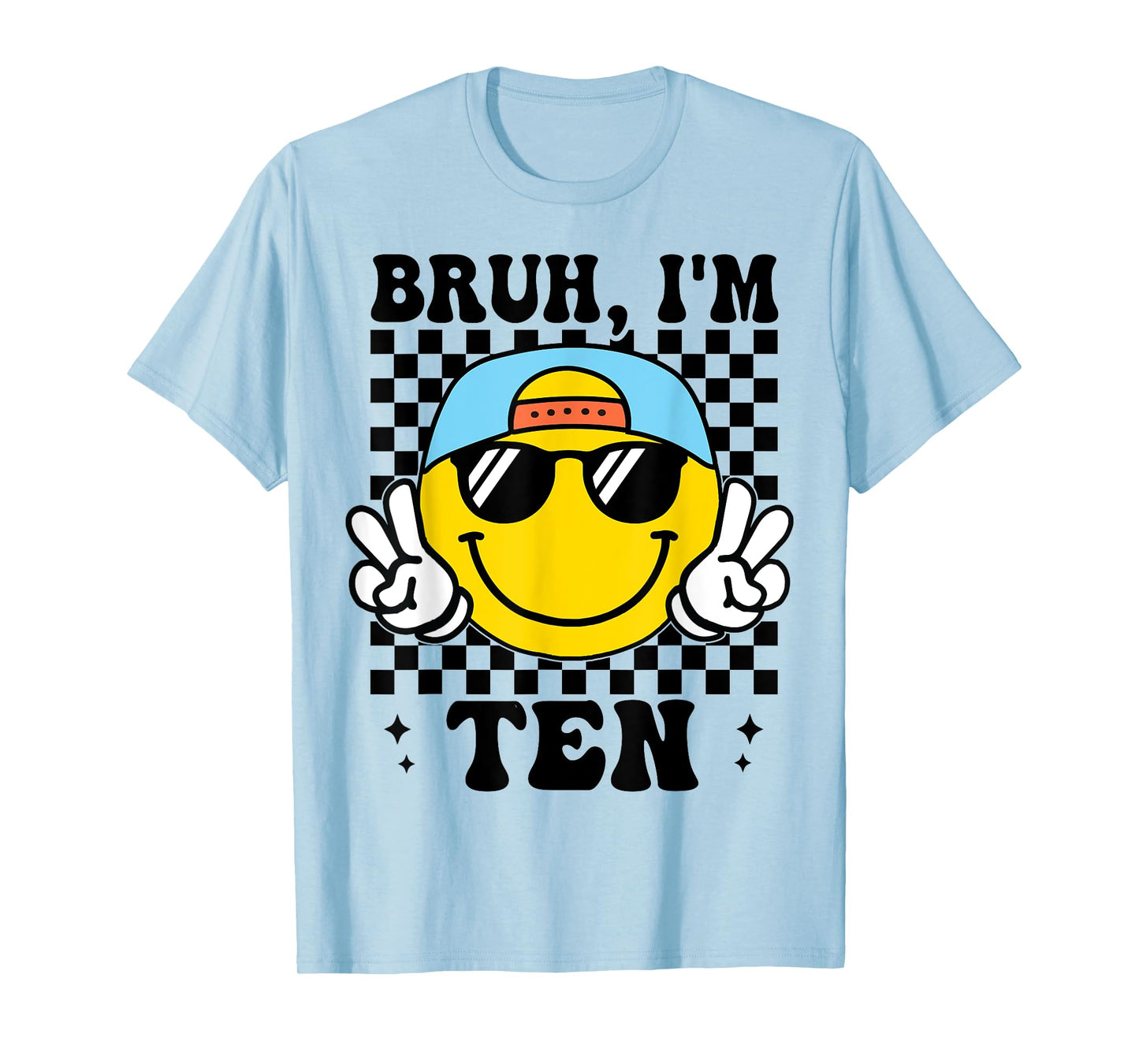 Bruh I'm Ten 10 10th Birthday Groovy Boys Girls 10 Years Old T-Shirt