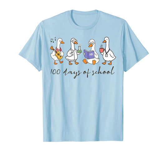 100 Days of School Goose 100th Day of School Boys Girls Kids T-Shirt