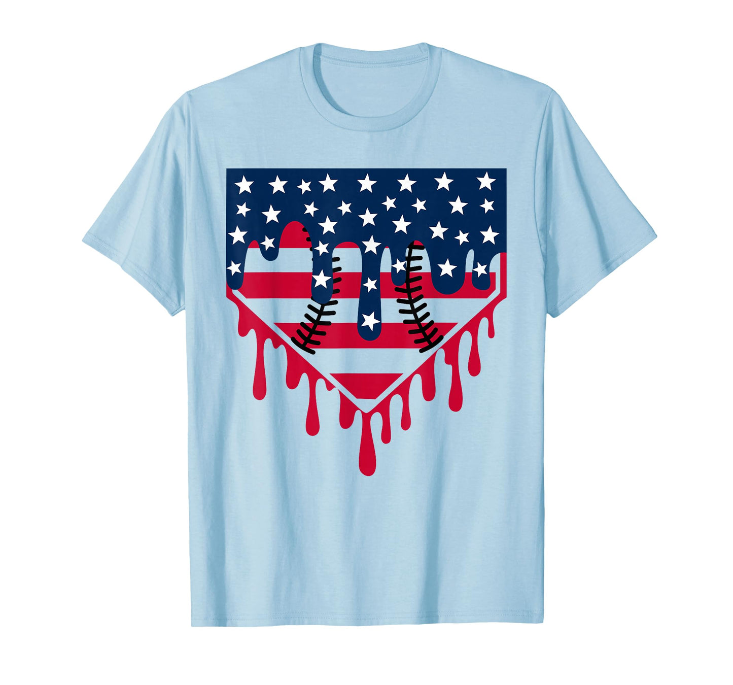 Baseball Drip Boy Ice Cream Patriotic American Flag 4th July T-Shirt