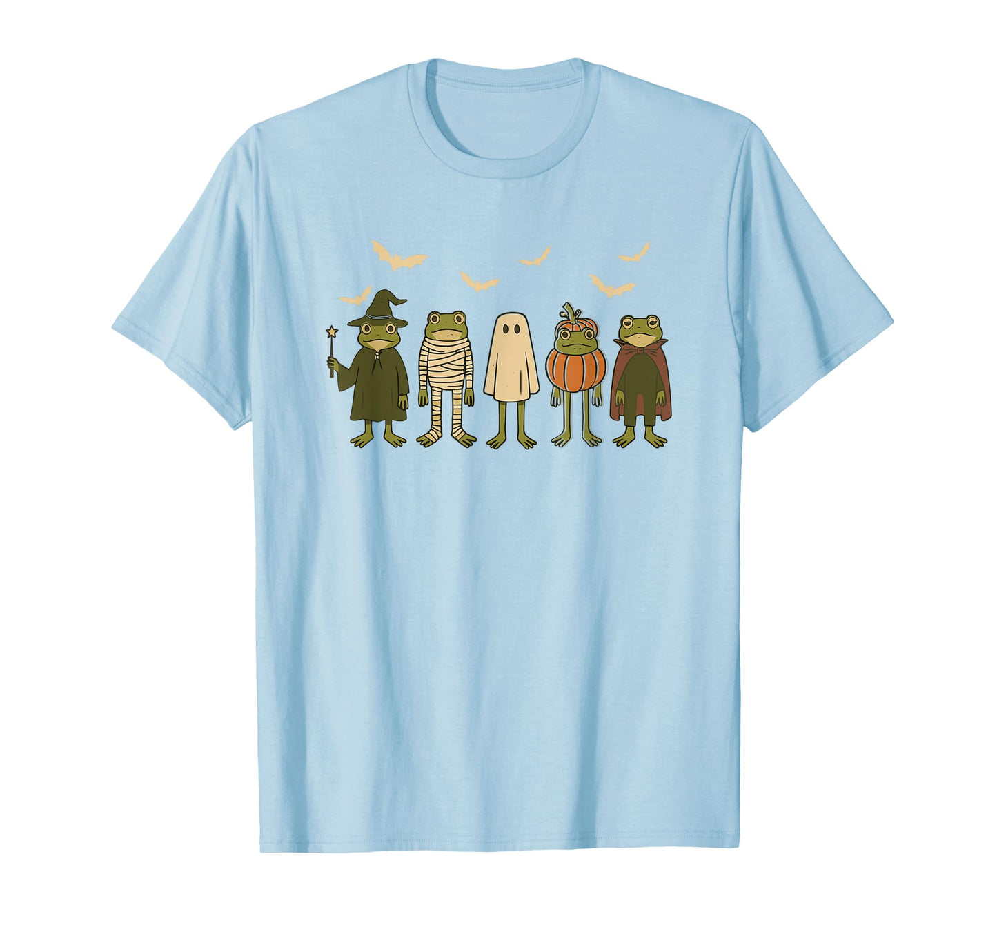 Cute Spooky Frogs in Halloween Costumes Witchy Pumpkins T-Shirt
