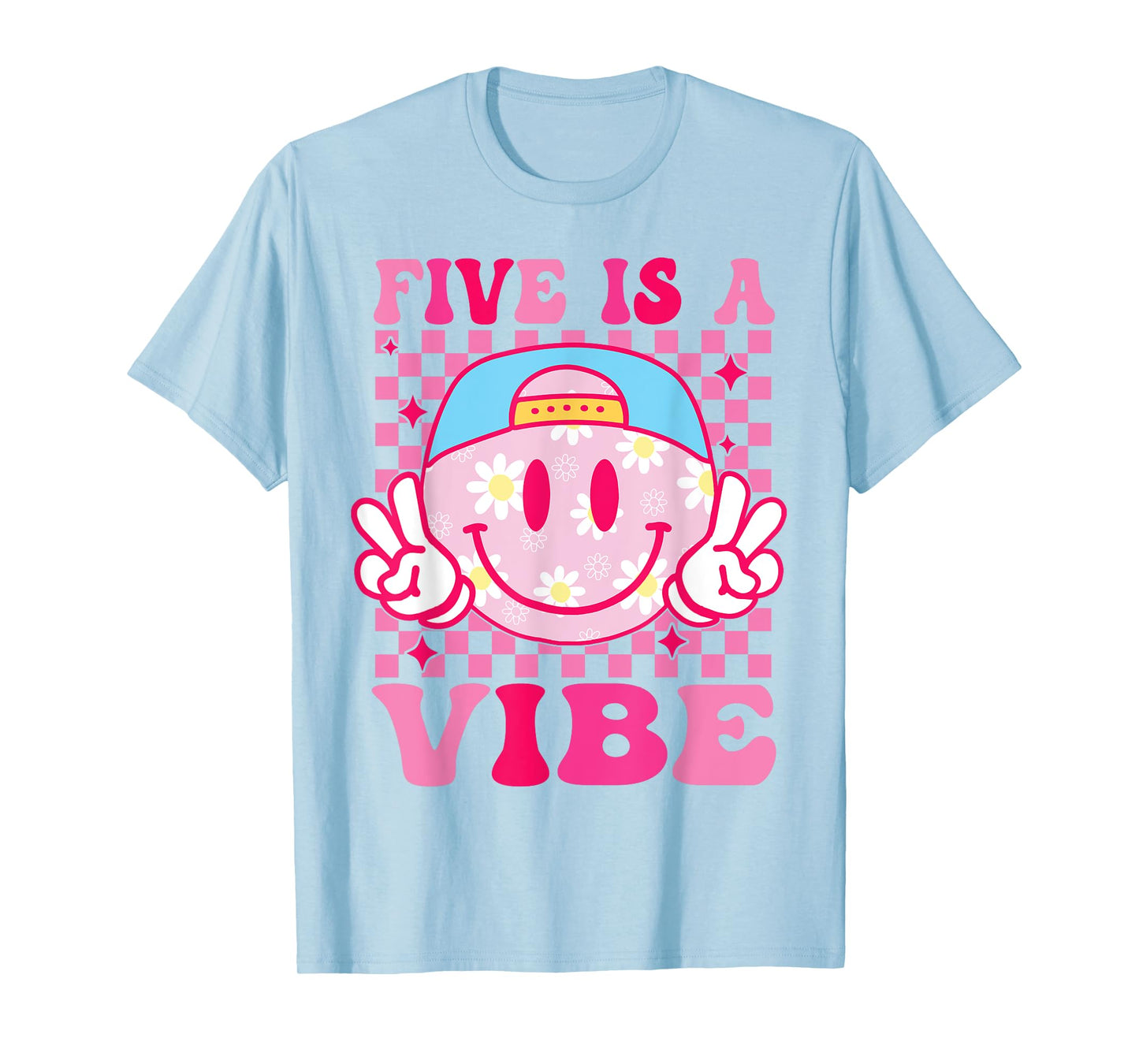 Five is A Vibe Birthday Groovy 5 Year Old Girls 5th Birthday T-Shirt