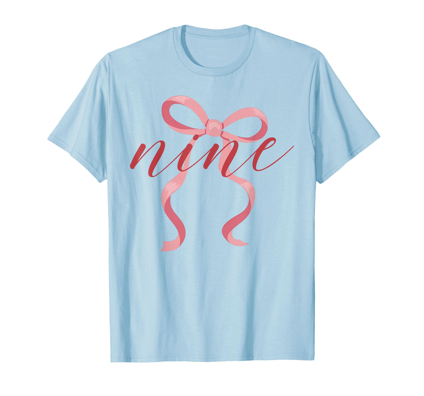 Pink Girl Coquette Bow 9 Year Old 9th Birthday Party T-Shirt