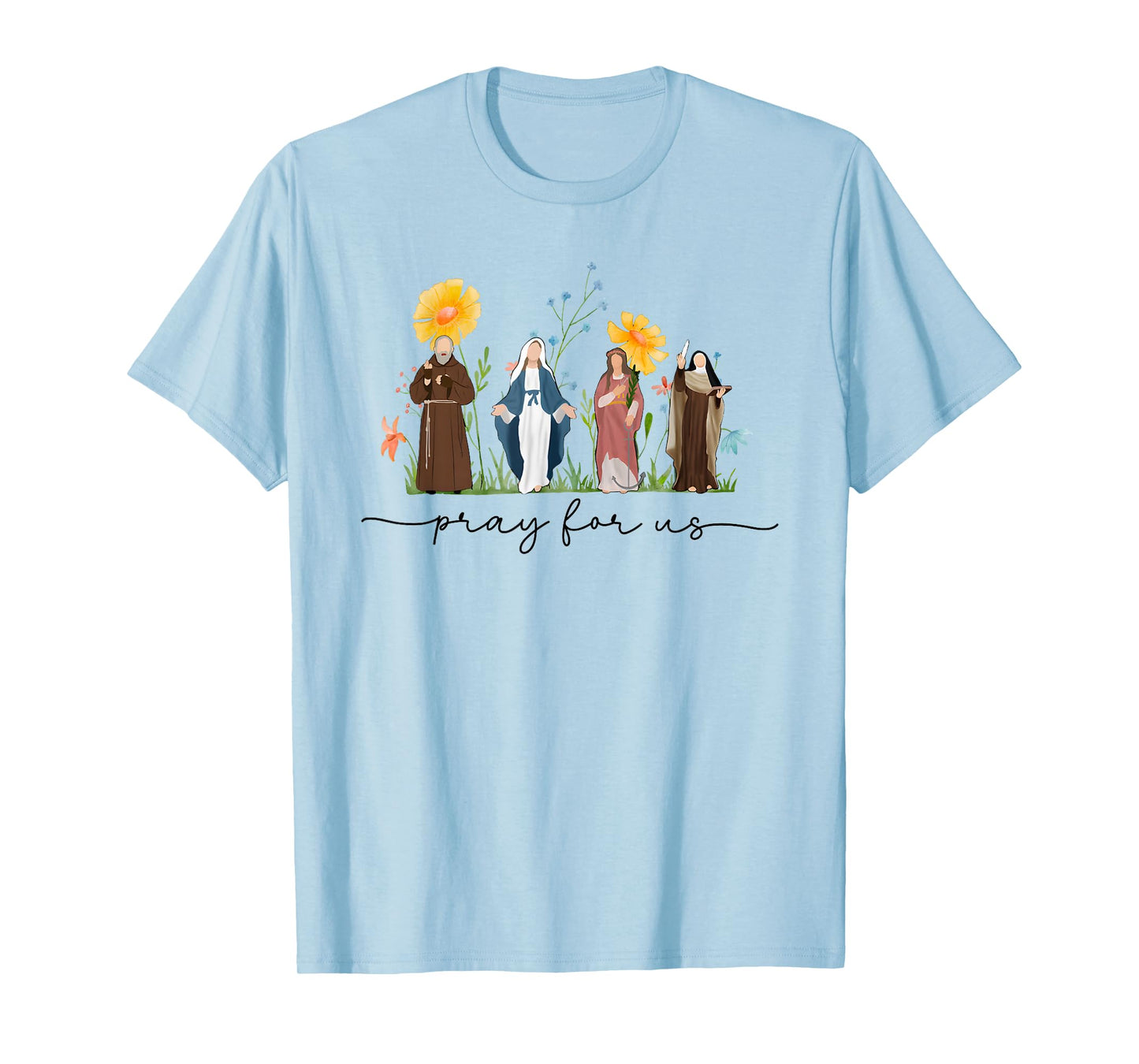Catholic Saints Floral Women Religious Men Women Kids T-Shirt