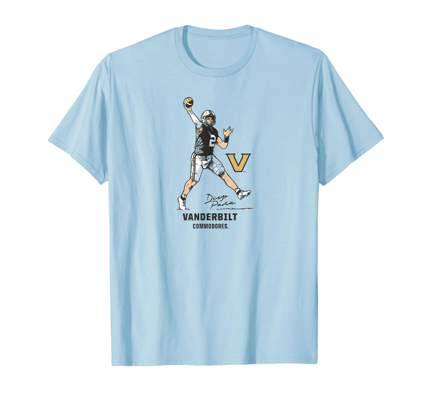 Vanderbilt Football: Diego Pavia Superstar Pose - Vanderbilt T-Shirt