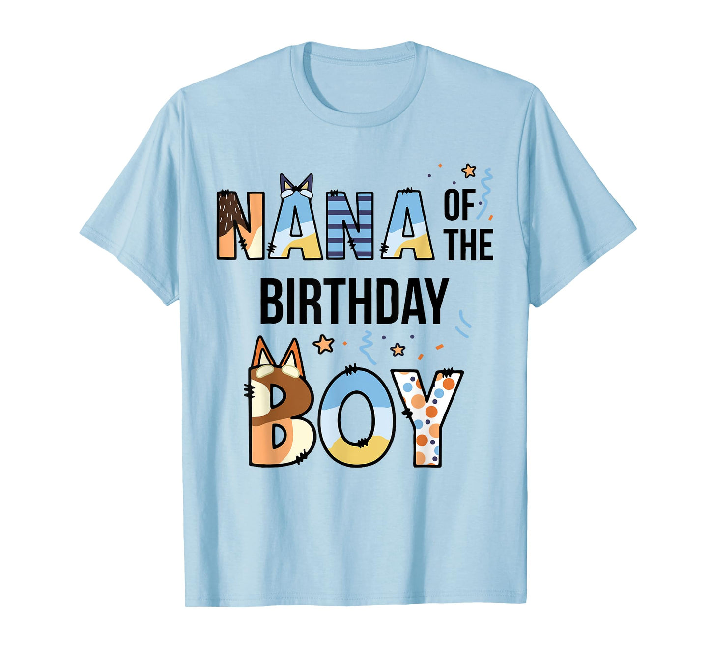 Nana Of The Birthday Boy Party Blue Dog Lover Matching T-Shirt