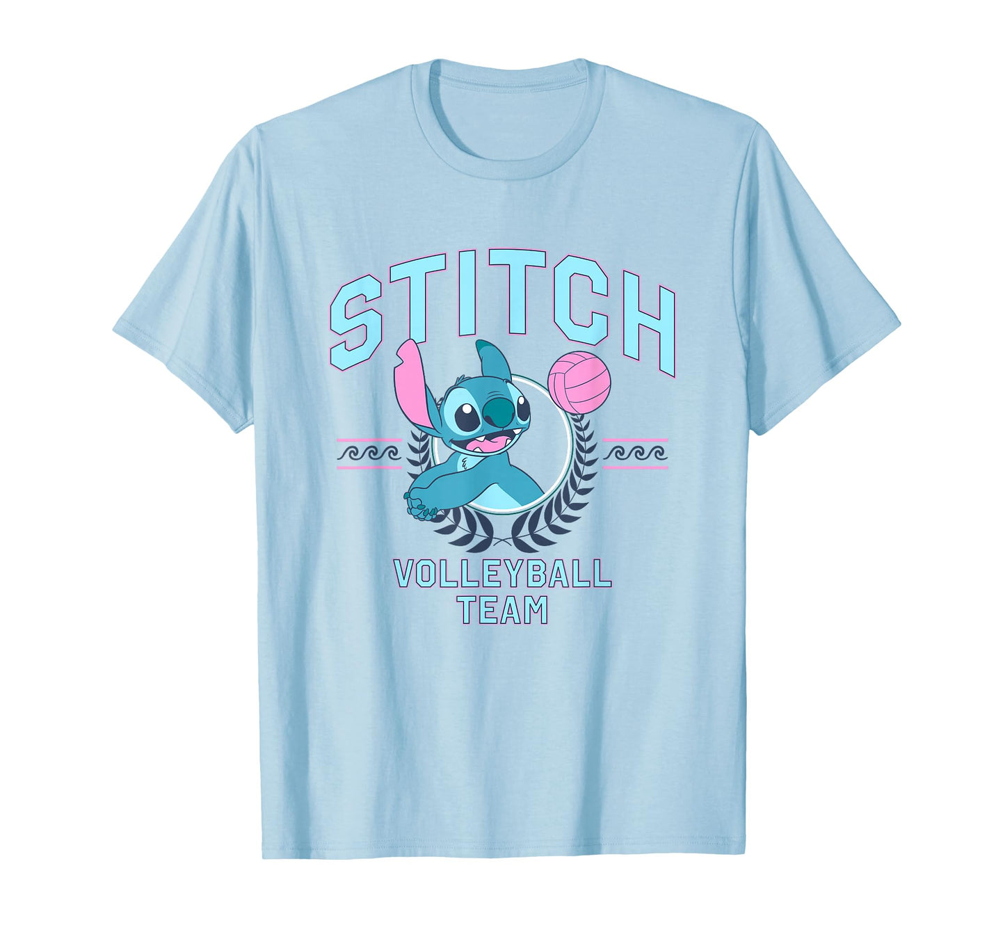 Disney Lilo & Stitch Volleyball Team Cute Stitch Chest Logo T-Shirt