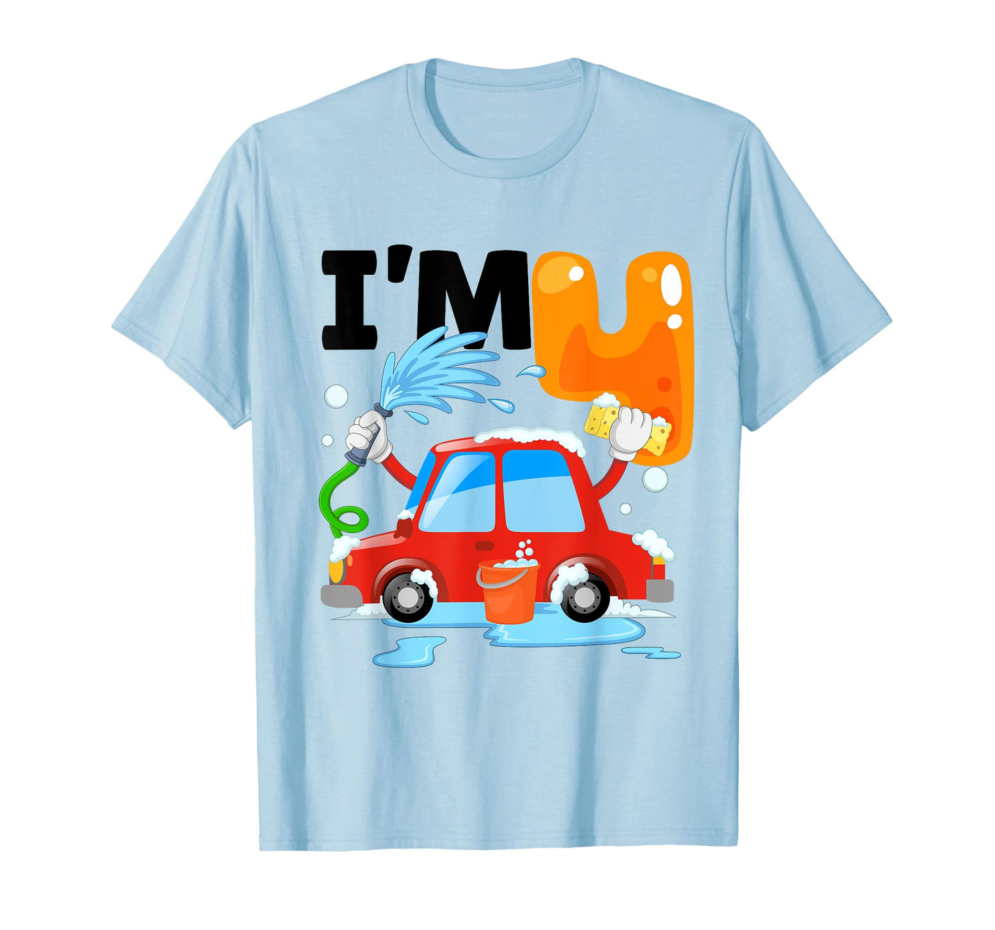 Car Wash 4 Four Year Old Kids 4th Birthday Party Theme T-Shirt