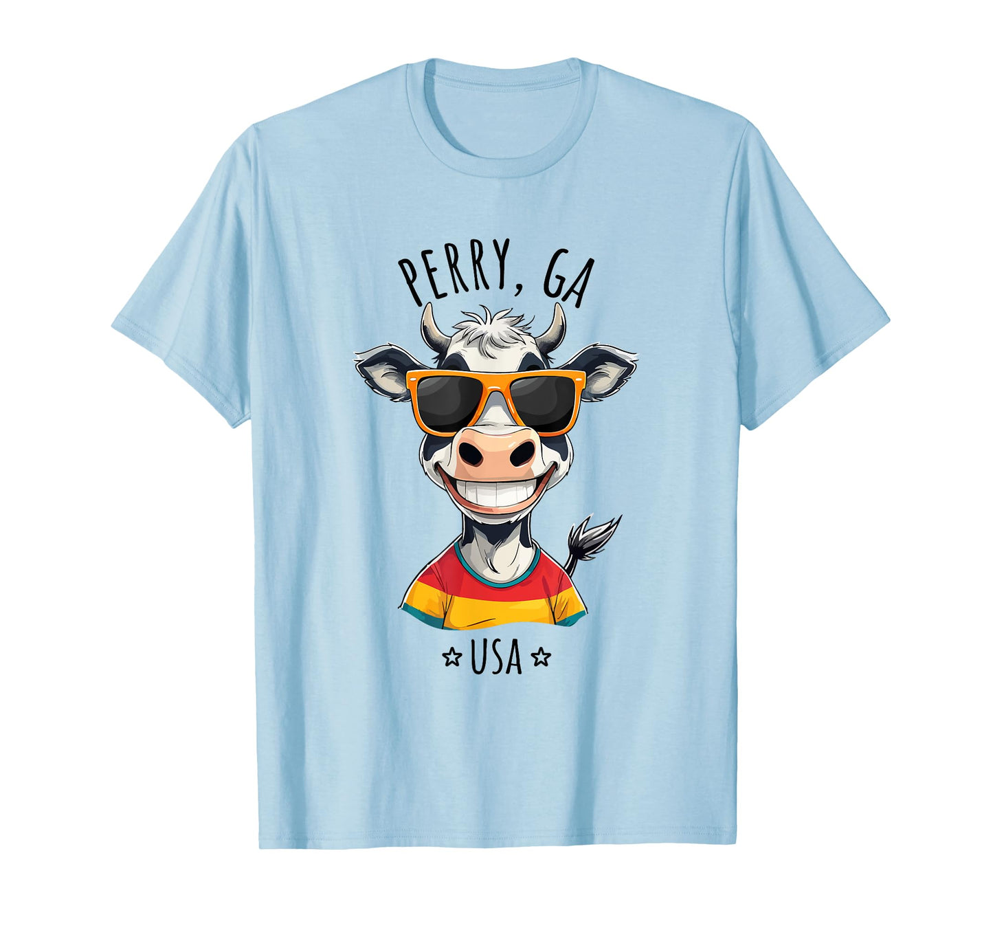 Perry GA USA Funny Cow Cartoon Design T-Shirt