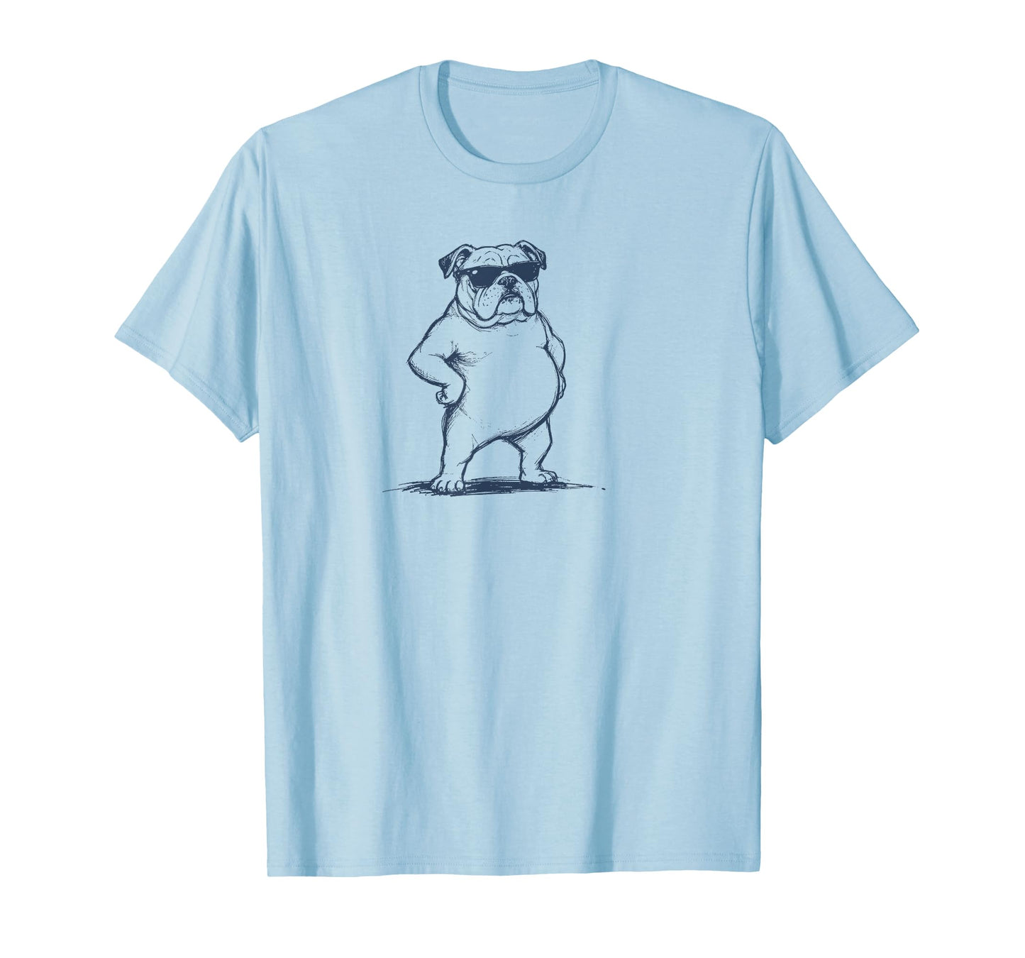 Funny English Bulldog Vintage Sunglasses Dog Dad Mon T-Shirt