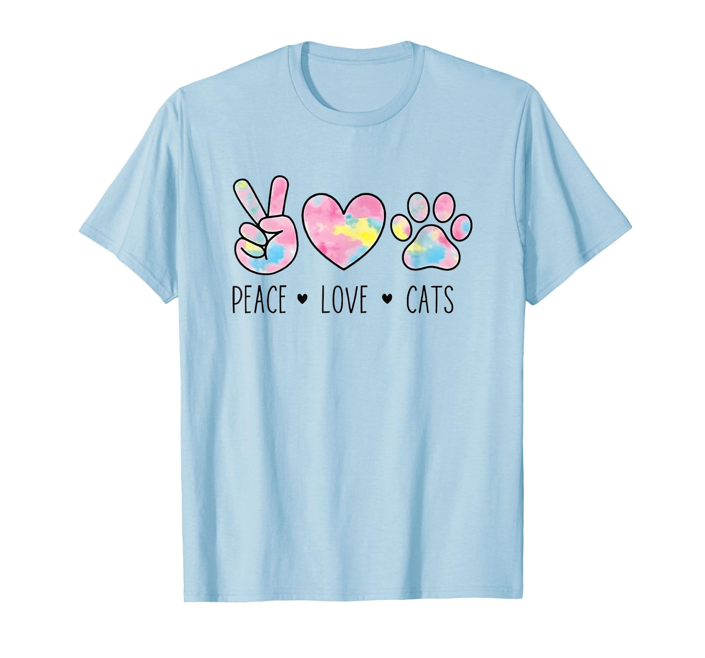 Peace Love Cats Cute Paw Heart Cat Lover Positive Animal T-Shirt