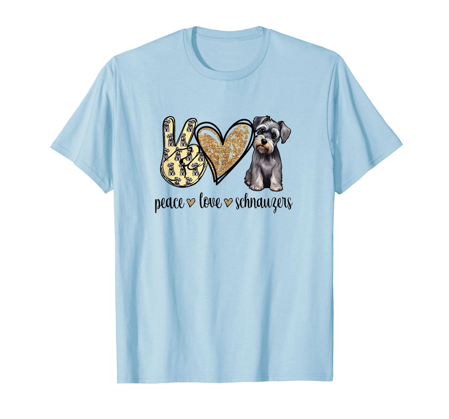 Funny Womens Peace Love Miniature Schnauzer Lover T-Shirt
