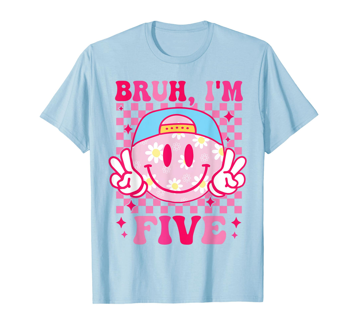 Bruh I'm Five 5 5th Birthday Groovy Girls 5 Years Old T-Shirt