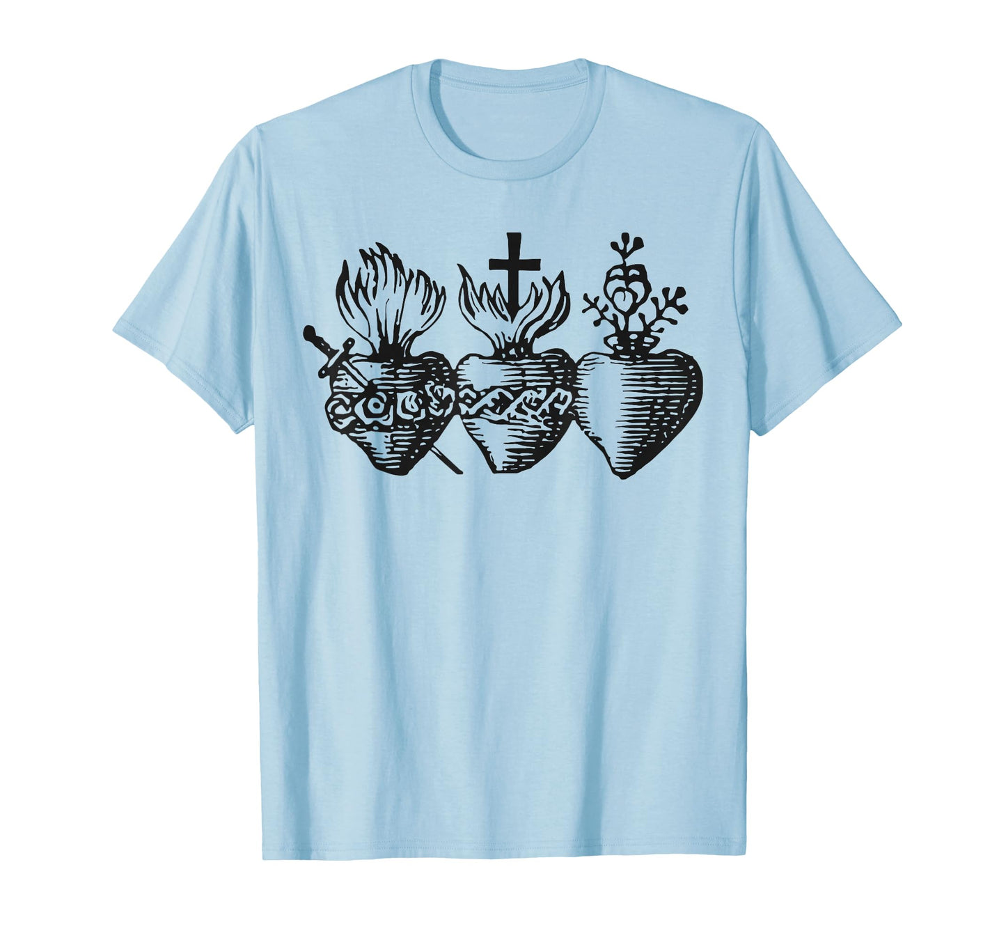 Three Hearts of The Holy Sacred Heart of Jesus Mary Joseph T-Shirt