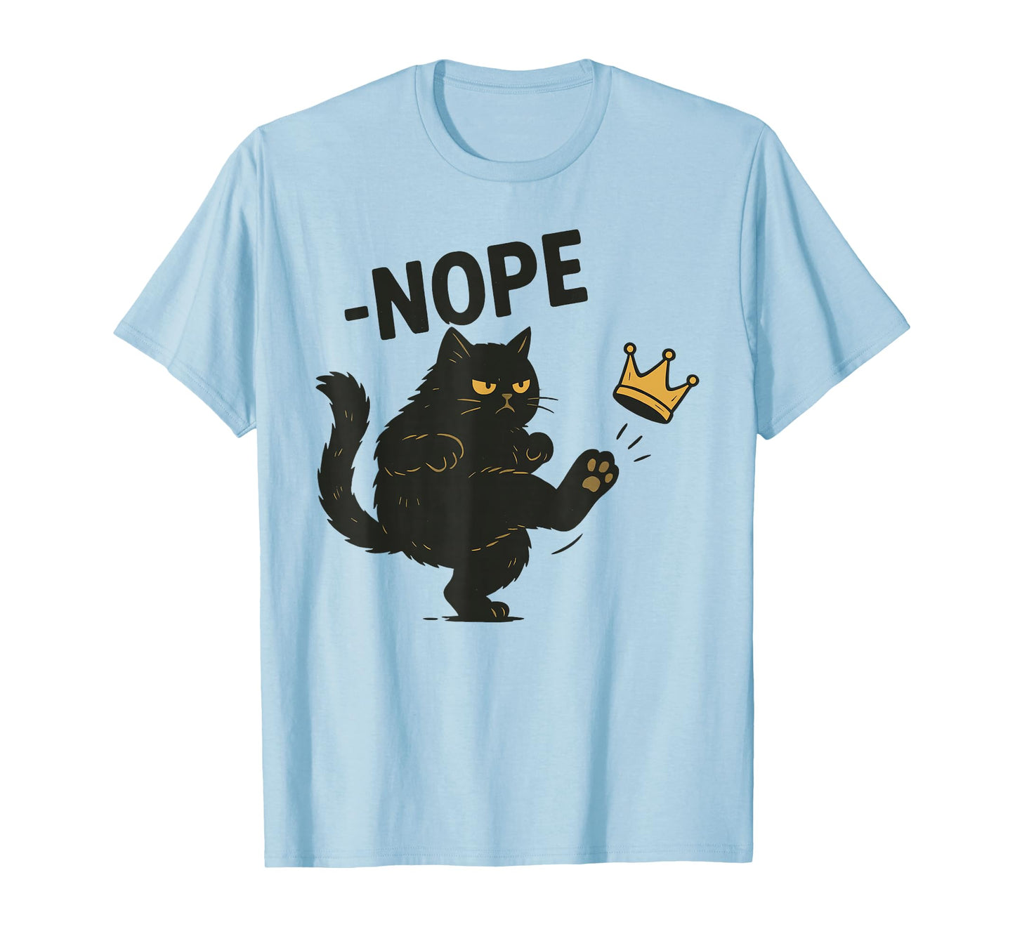 No Kings In America Black Cat Funny Cat Kicking Crown T-Shirt