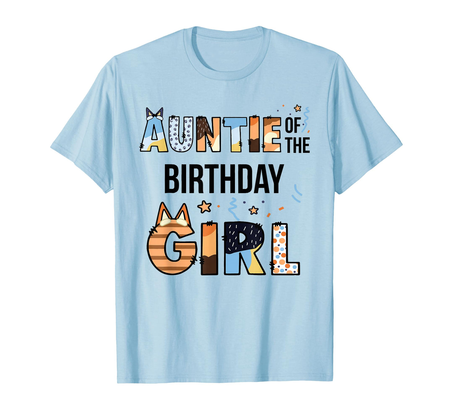 Auntie Of The Birthday Girl Party Blue Dog Lover Matching T-Shirt