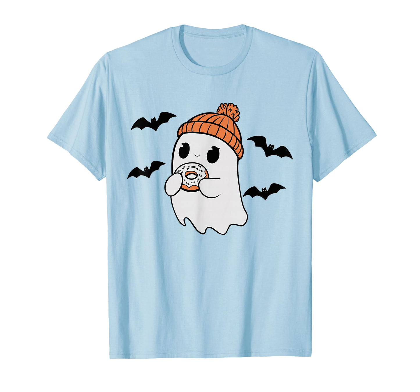 Cute Ghost Eating Donut Lovers Spooky Halloween Food Costume T-Shirt