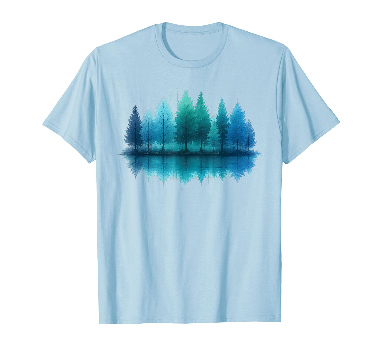 Forest Trees Reflection Nature Outdoor Wildlife Landscape T-Shirt