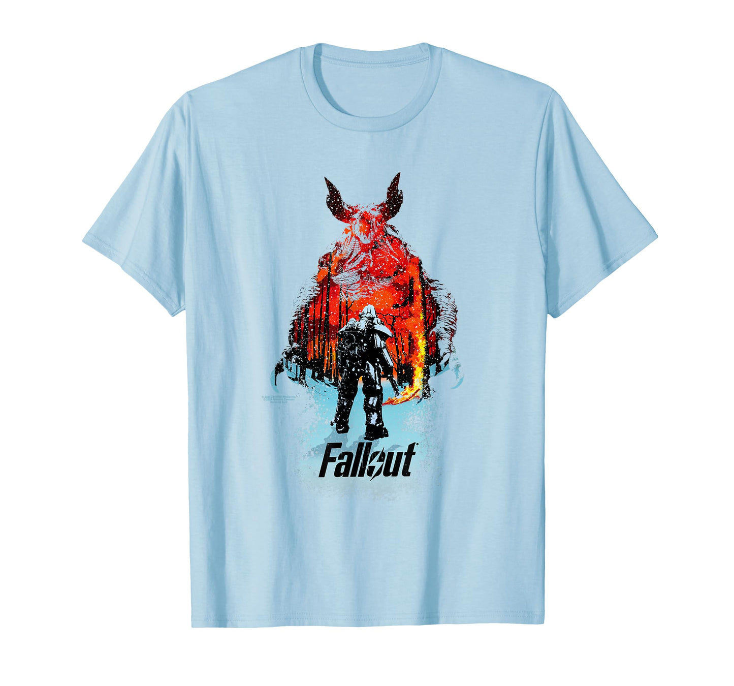 Fallout TV Series Deathclaw Flame Scene with Show Logo T-Shirt