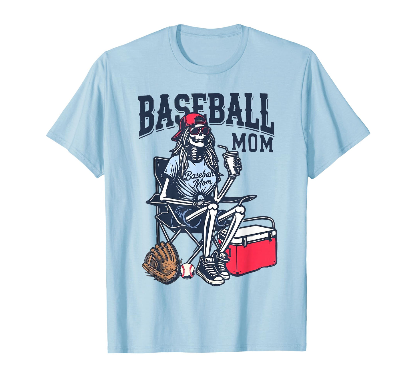 Baseball Mom Skeleton Halloween Baseball Game Day Mother Day T-Shirt