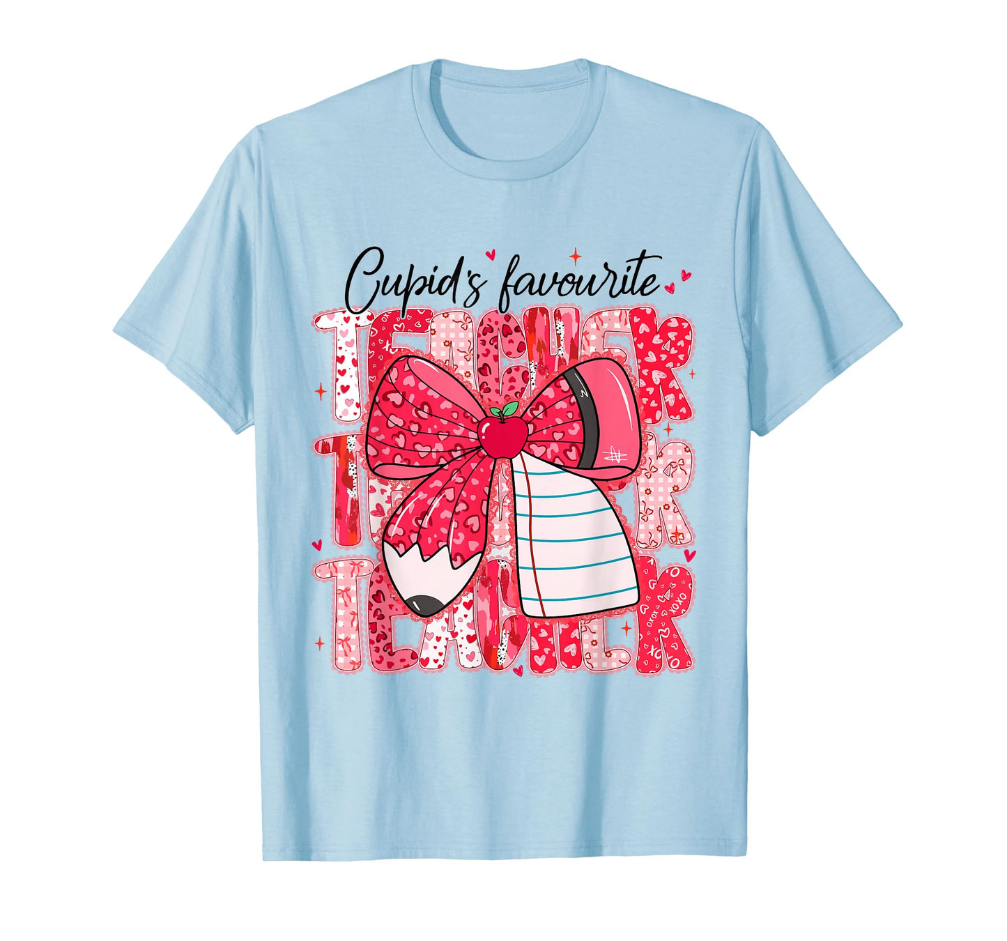 Coquette Bow Pencil Cupid's Favorite Teacher Valentines Cute T-Shirt