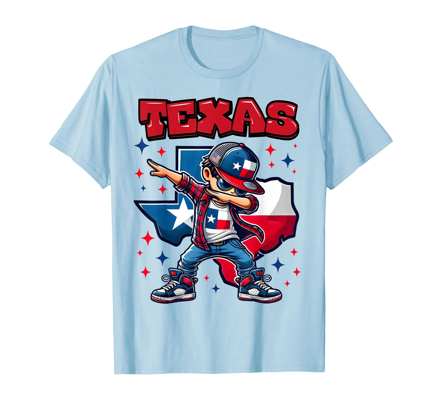 Texas King Dabbing Cool Texas State Flag for Kids T-Shirt