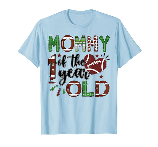 Mommy of The 1 Year Old Football 1st Birthday Boy Matching T-Shirt