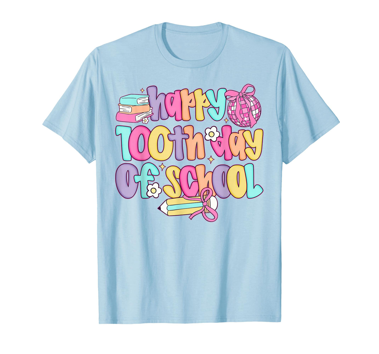Happy 100th Day of School Teacher Student Pink Coquette Girl T-Shirt