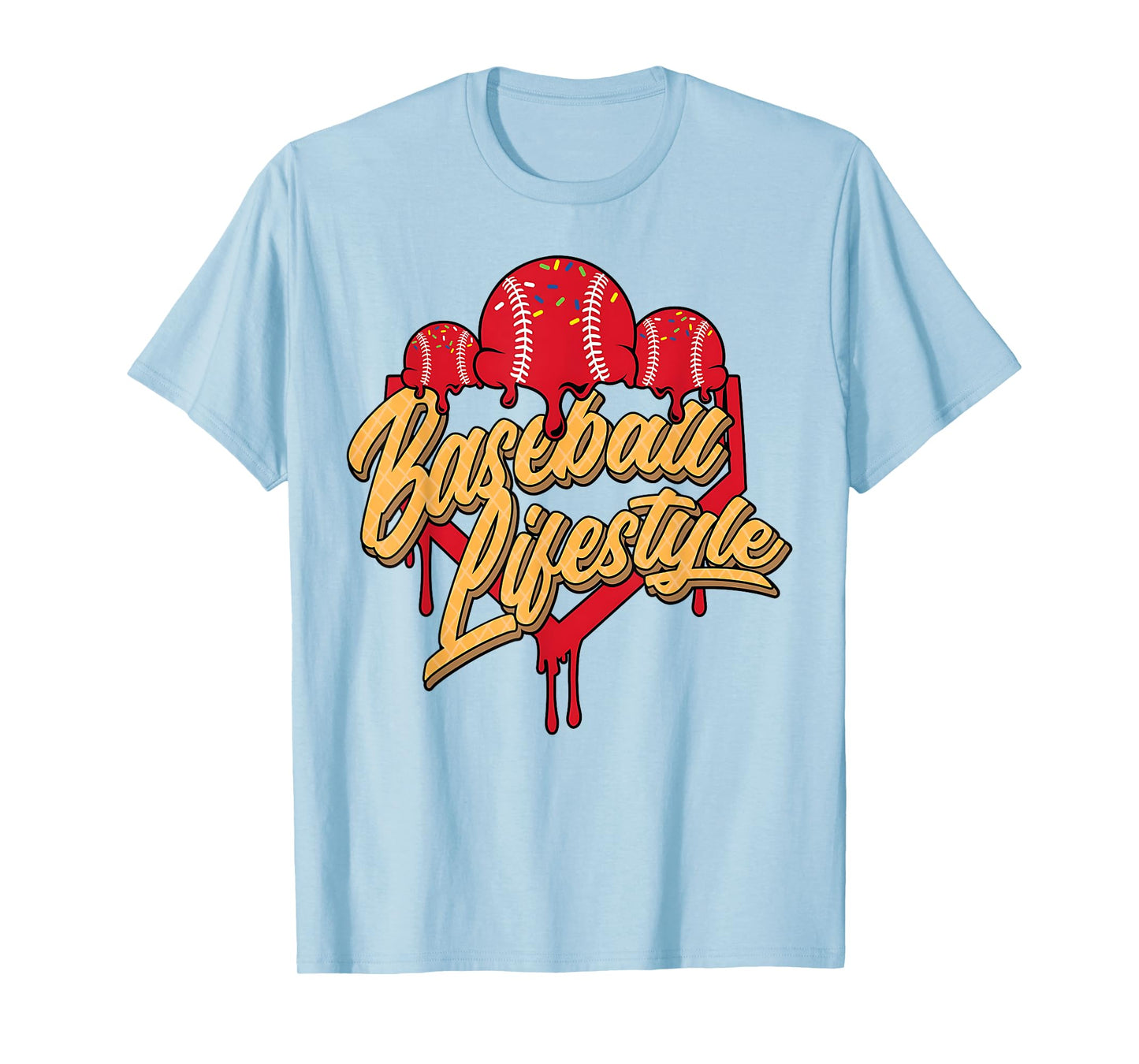 Baseball Lifestyle Home Plate Ice Cream Drip Men Boys Youth T-Shirt