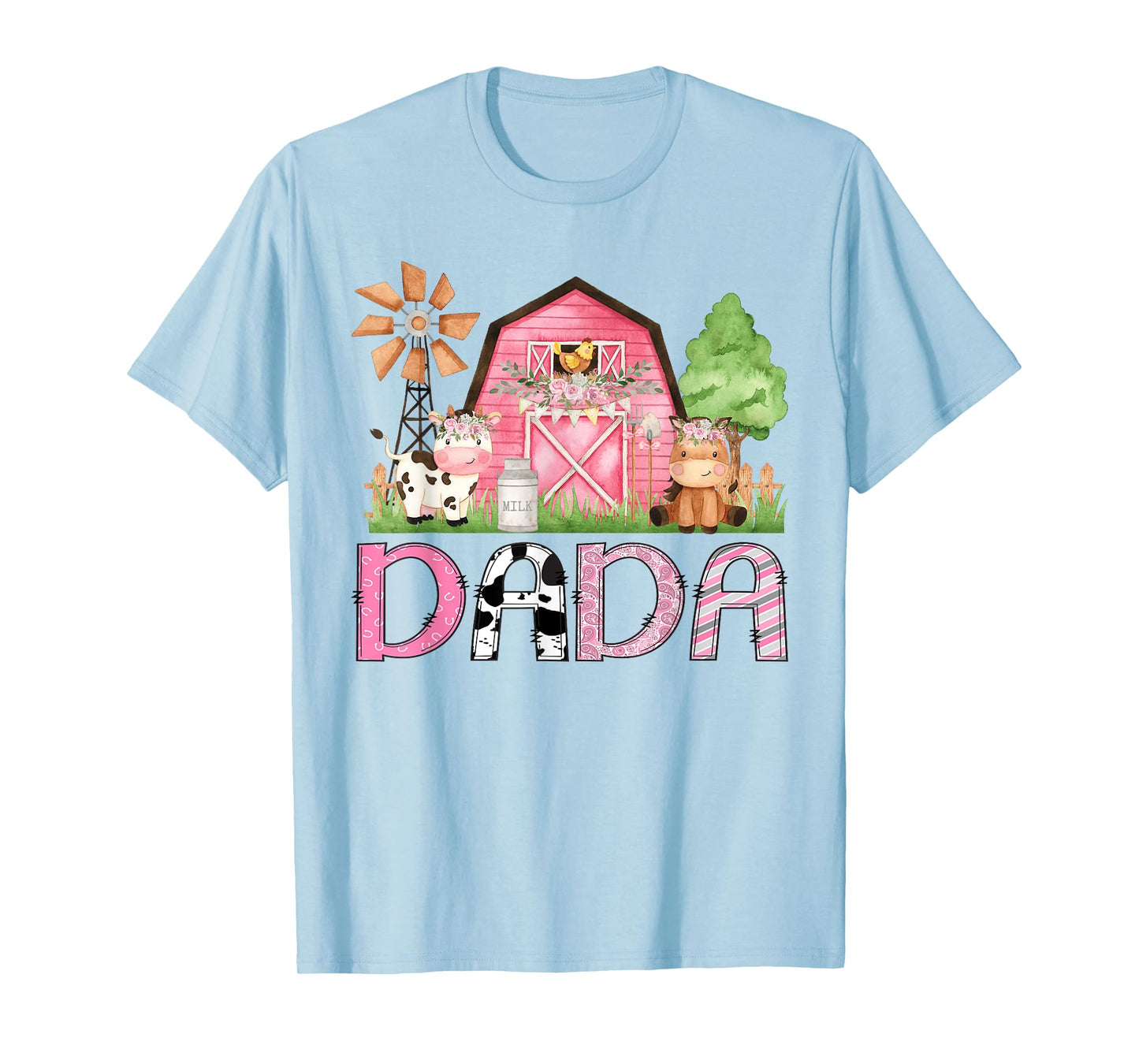 Dada Pink Farm Animal Birthday Kids Matching Family T-Shirt