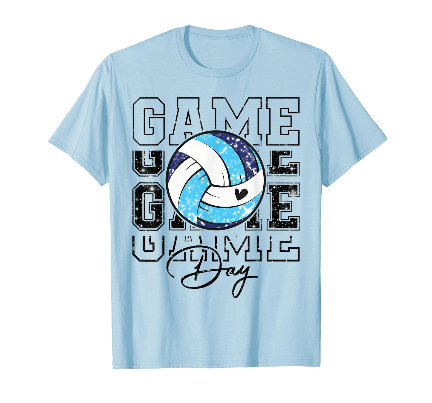 Volleyball Game Day Girls Volleyball Mom Light Blue & White T-Shirt