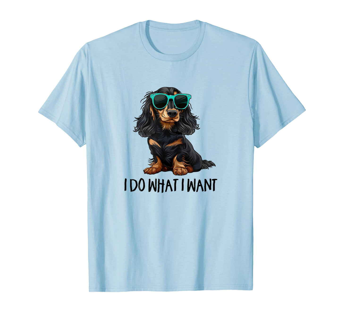 Funny Do What I Want Black Long Haired Dachshund Lover T-Shirt
