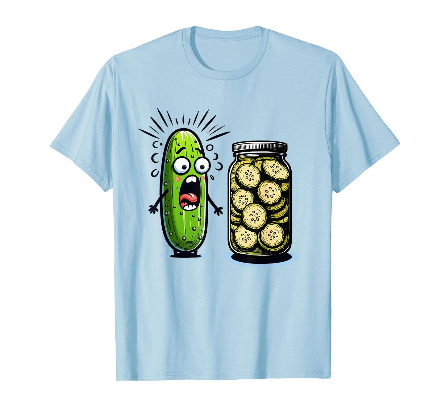 Funny Pickle Surprise A Cucumber And A Jar Of Sliced Pickles T-Shirt