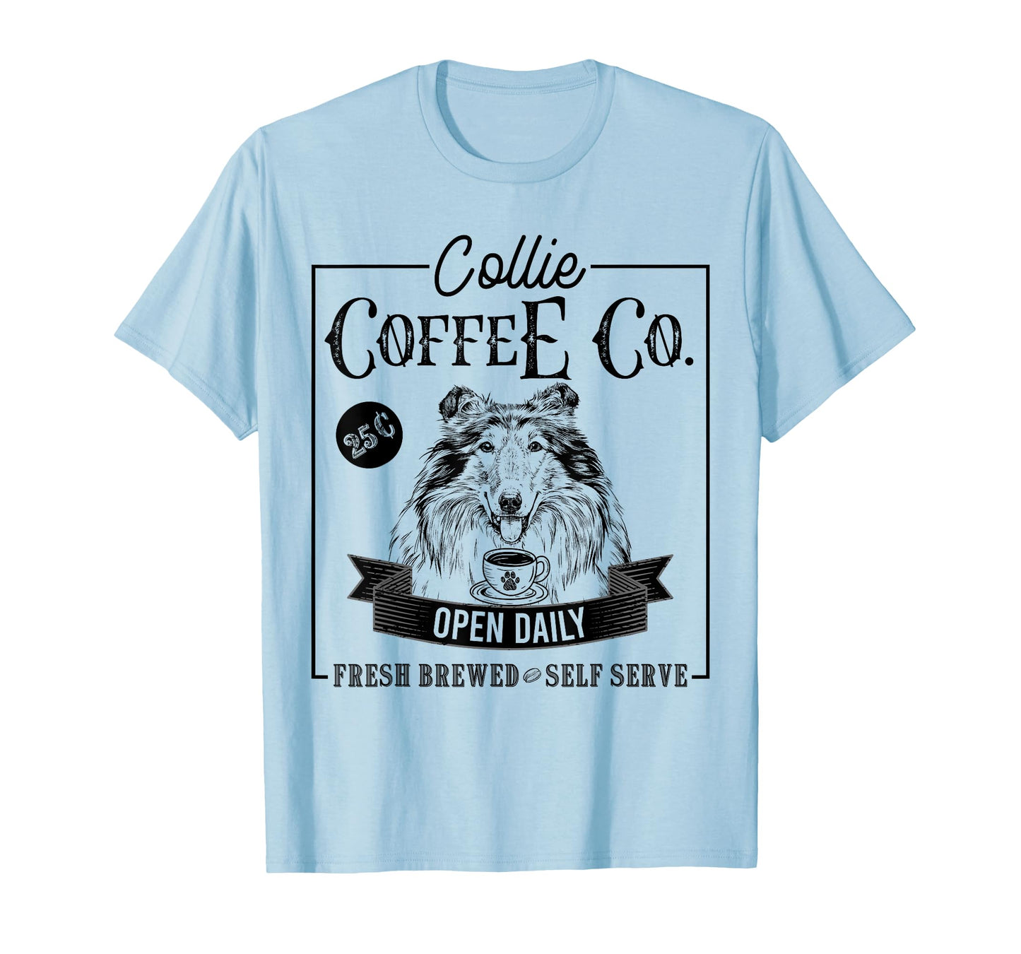 Retro Rough Collie Coffee Funny Dog Mom Coffee Lover T-Shirt for Men Women Girls Kids