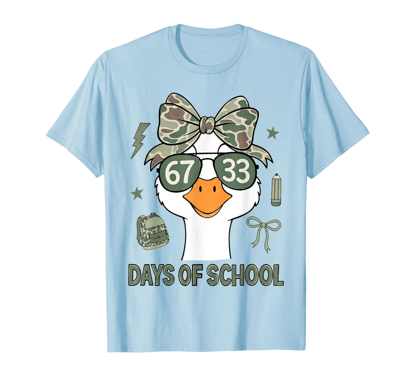 Goose 67+33 Days of School 100 Days Goose Camo Girls T-Shirt