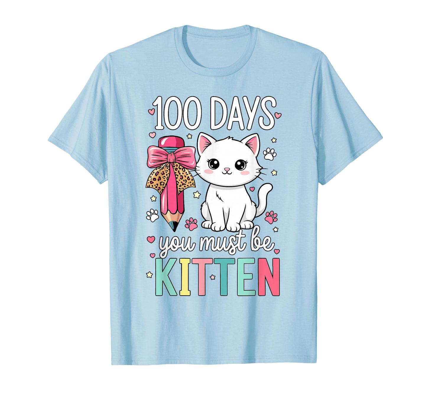 Girls 100 Days of School Cat Coquette Bow 100th Day School T-Shirt
