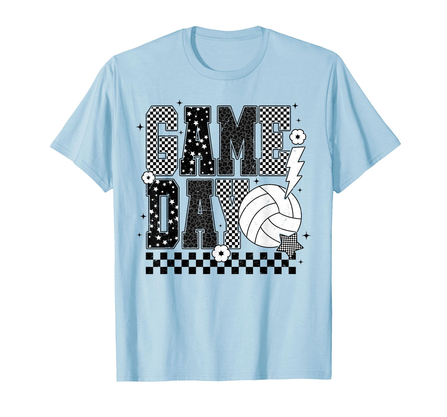 Game Day Volleyball Checkered Funny Volleyball T-Shirt